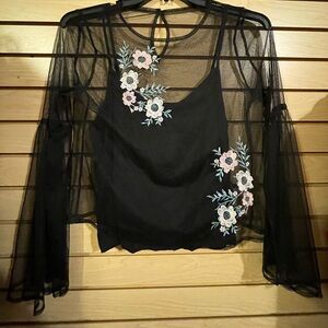 Hollister Flower Embroidered Double Shirt